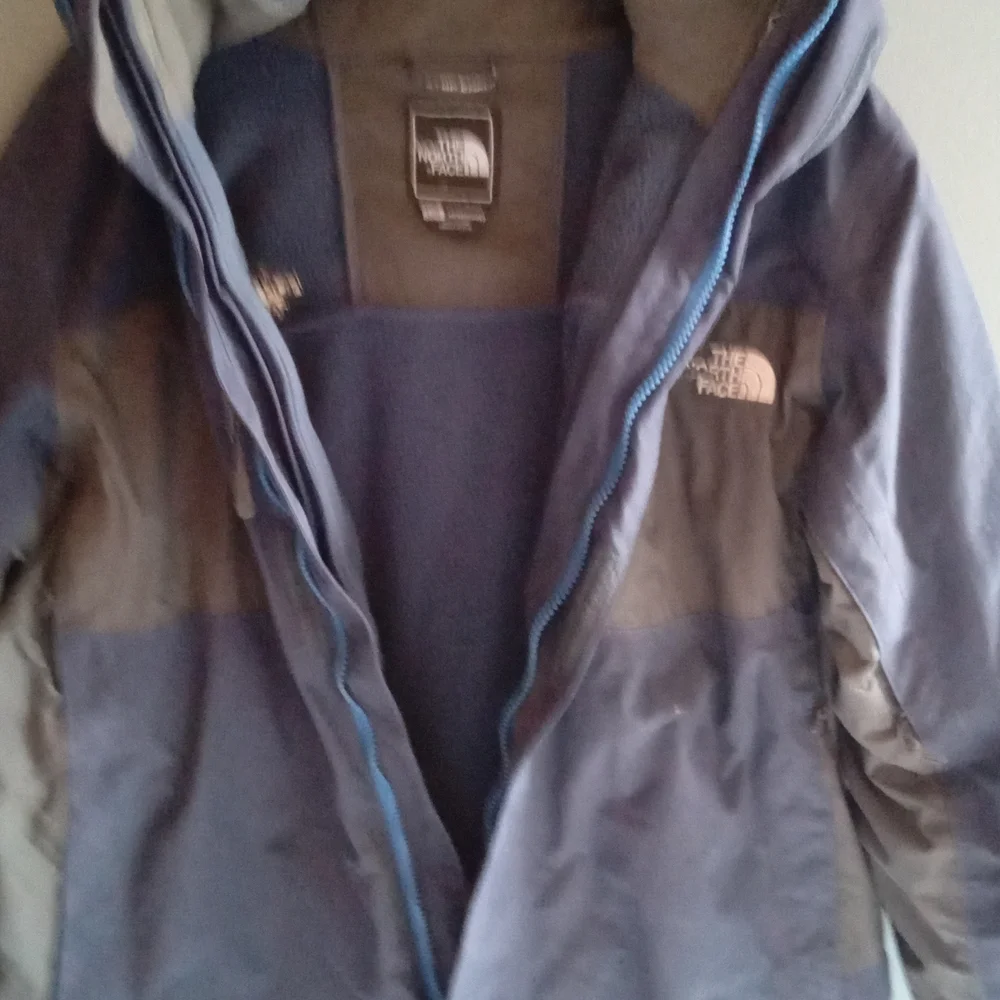 The North Face Mens Jacket Blue Brown Hooded Zip Up‎ Outdoor Casual Size Large